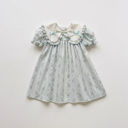 MyKids-USA® Baby Girls Short Sleeves Floral Pattern Dress