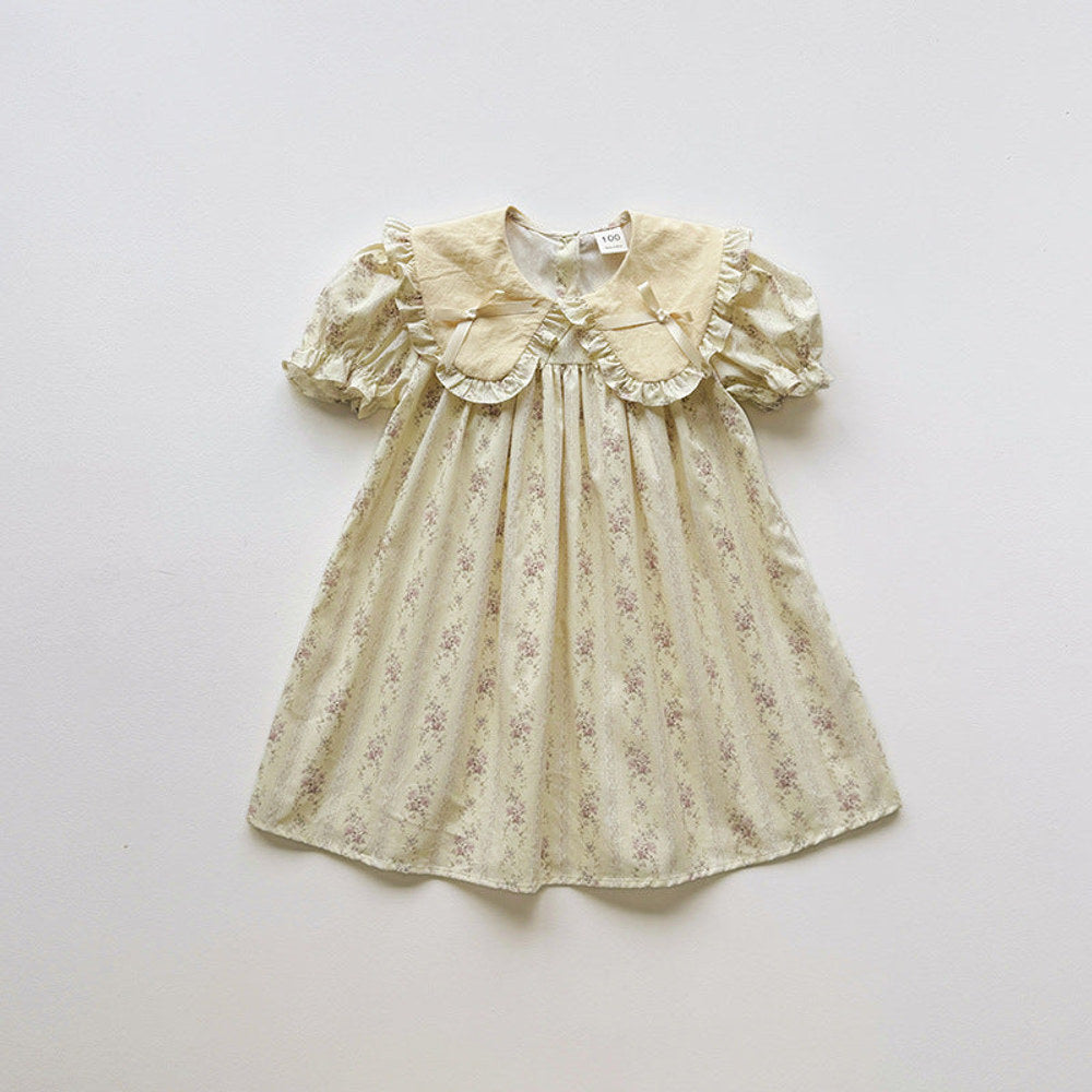 MyKids-USA® Baby Girls Short Sleeves Floral Pattern Dress