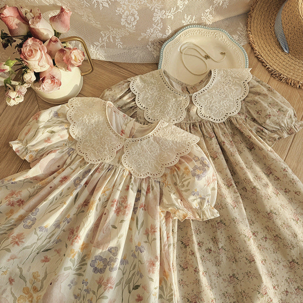 MyKids-USA® Baby Girls Short Sleeves Floral Pattern Dress