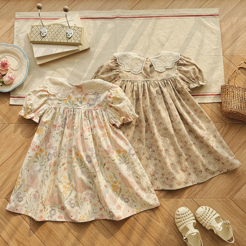 MyKids-USA® Baby Girls Short Sleeves Floral Pattern Dress