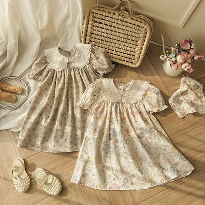 MyKids-USA® Baby Girls Short Sleeves Floral Pattern Dress