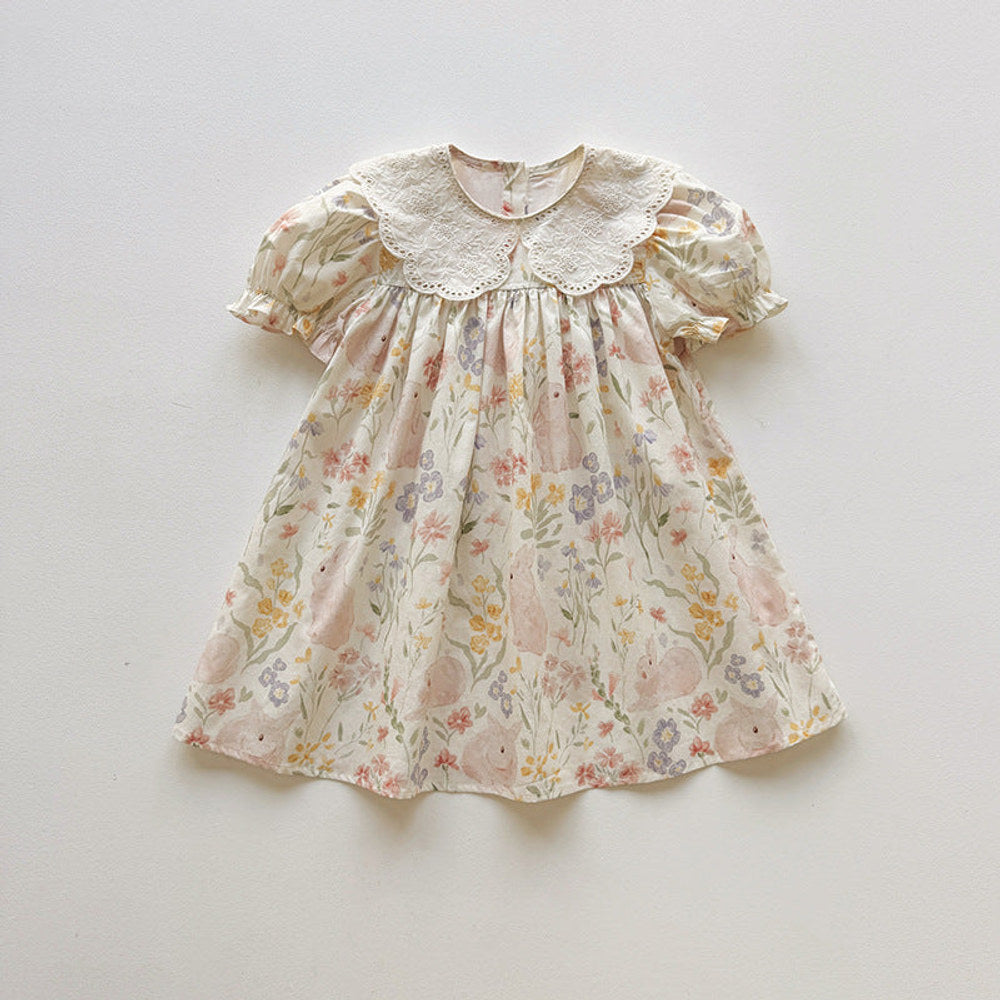MyKids-USA® Baby Girls Short Sleeves Floral Pattern Dress