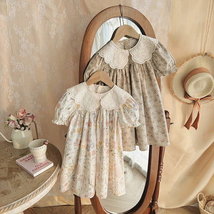 MyKids-USA® Baby Girls Short Sleeves Floral Pattern Dress