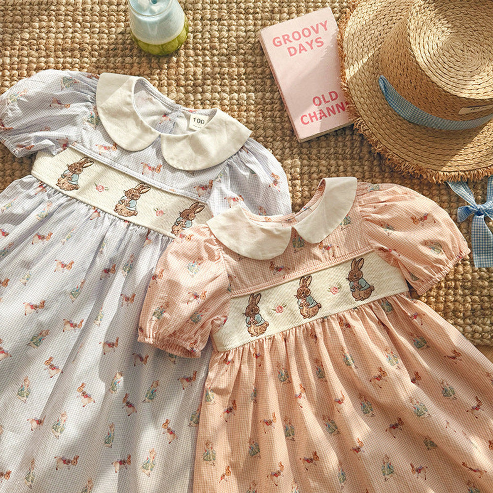 MyKids-USA® Baby Girls Short Sleeves Animals Cartoon Pattern Dress