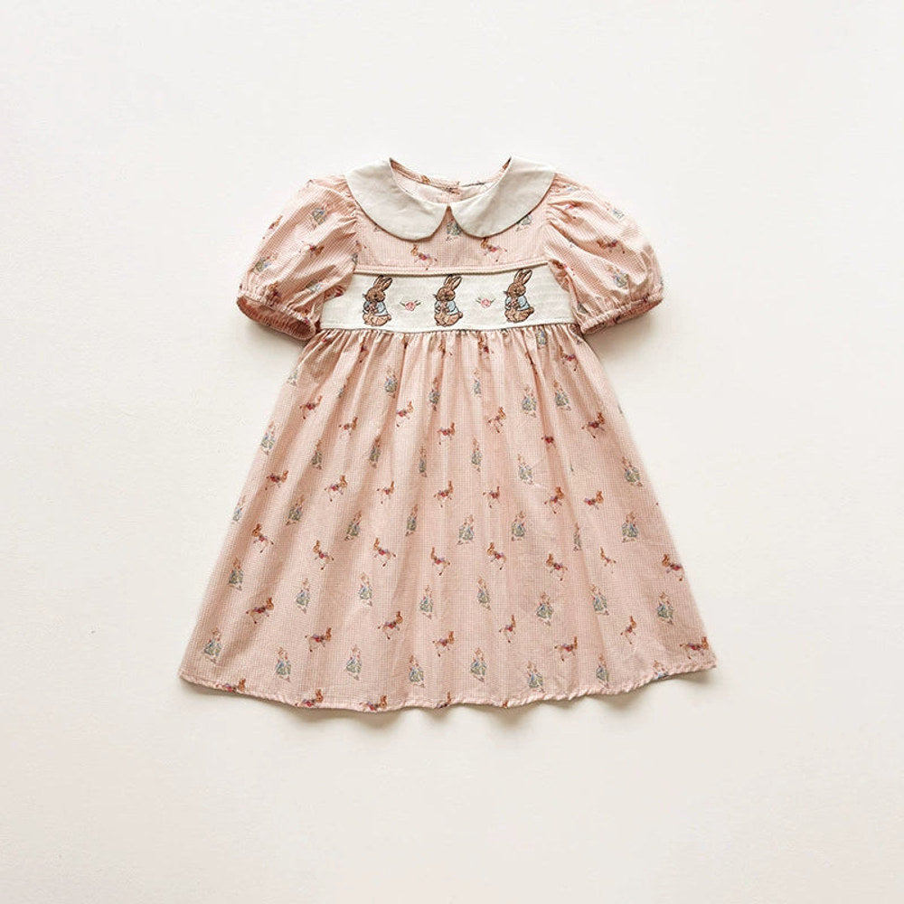 MyKids-USA® Baby Girls Short Sleeves Animals Cartoon Pattern Dress