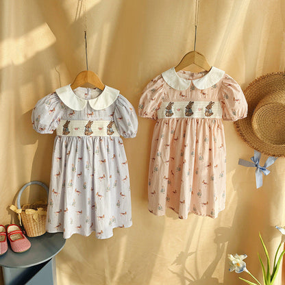 MyKids-USA® Baby Girls Short Sleeves Animals Cartoon Pattern Dress