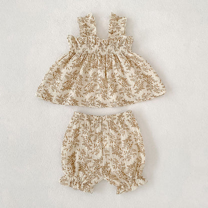 MyKids-USA® Baby Kids Girls Sleeveless Cute Floral Vest and Bloomers Clothing Set