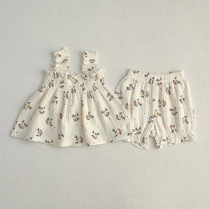 MyKids-USA® Baby Kids Girls Sleeveless Cute Floral Vest and Bloomers Clothing Set