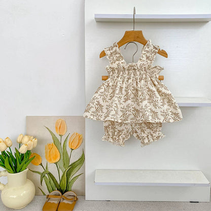 MyKids-USA® Baby Kids Girls Sleeveless Cute Floral Vest and Bloomers Clothing Set