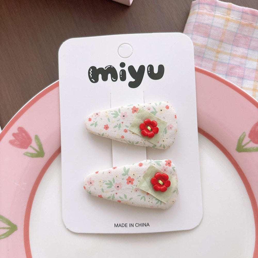 MyKids-USA® Collection of 2 Cute Floral Pattern Hair Clips