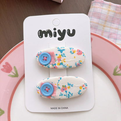 MyKids-USA® Collection of 2 Cute Floral Pattern Hair Clips