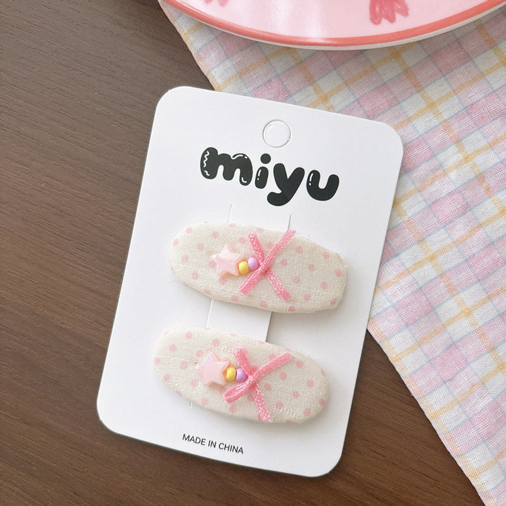 MyKids-USA® Collection of 2 Cute Floral Pattern Hair Clips