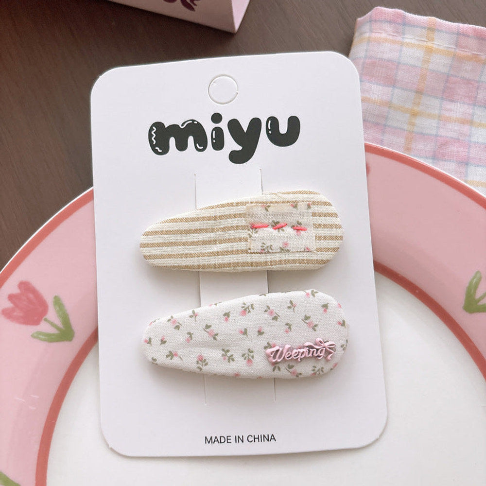 MyKids-USA® Collection of 2 Cute Floral Pattern Hair Clips
