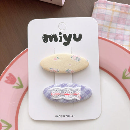 MyKids-USA® Collection of 2 Cute Floral Pattern Hair Clips