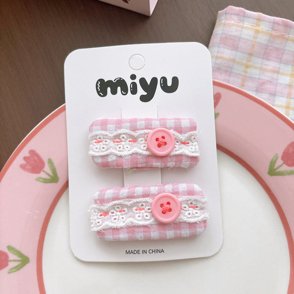 MyKids-USA® Collection of 2 Cute Floral Pattern Hair Clips