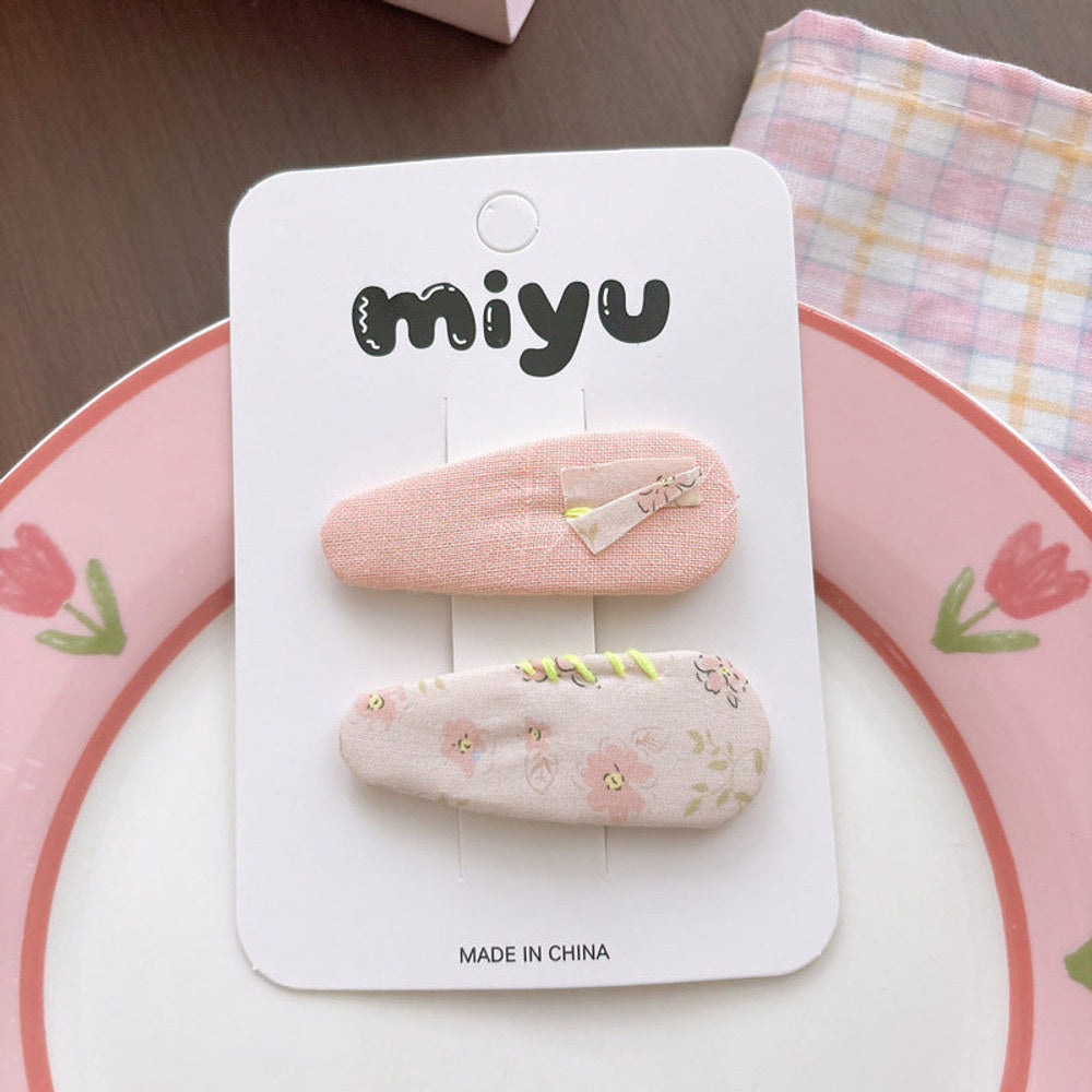 MyKids-USA® Collection of 2 Cute Floral Pattern Hair Clips