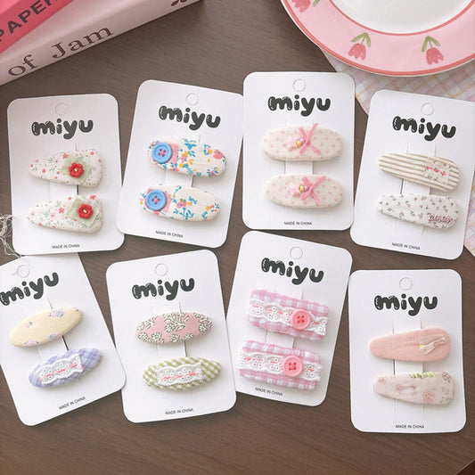 MyKids-USA® Collection of 2 Cute Floral Pattern Hair Clips