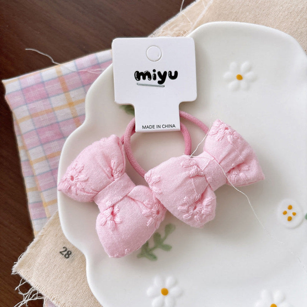 MyKids-USA® Collection of 2 Cute Butterfly-bow Decorated Hair Ties
