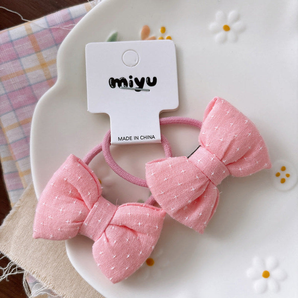 MyKids-USA® Collection of 2 Cute Butterfly-bow Decorated Hair Ties