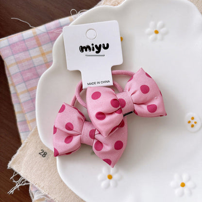 MyKids-USA® Collection of 2 Cute Butterfly-bow Decorated Hair Ties