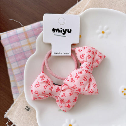 MyKids-USA® Collection of 2 Cute Butterfly-bow Decorated Hair Ties