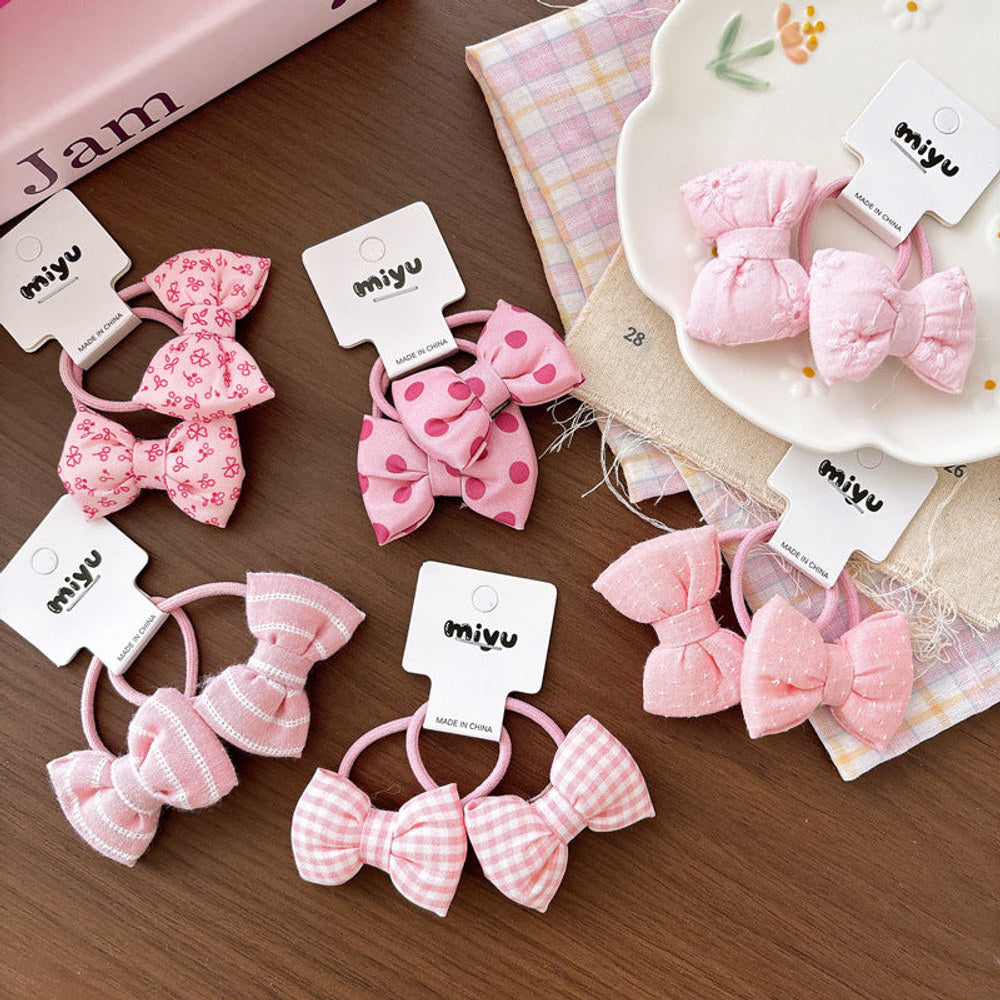 MyKids-USA® Collection of 2 Cute Butterfly-bow Decorated Hair Ties