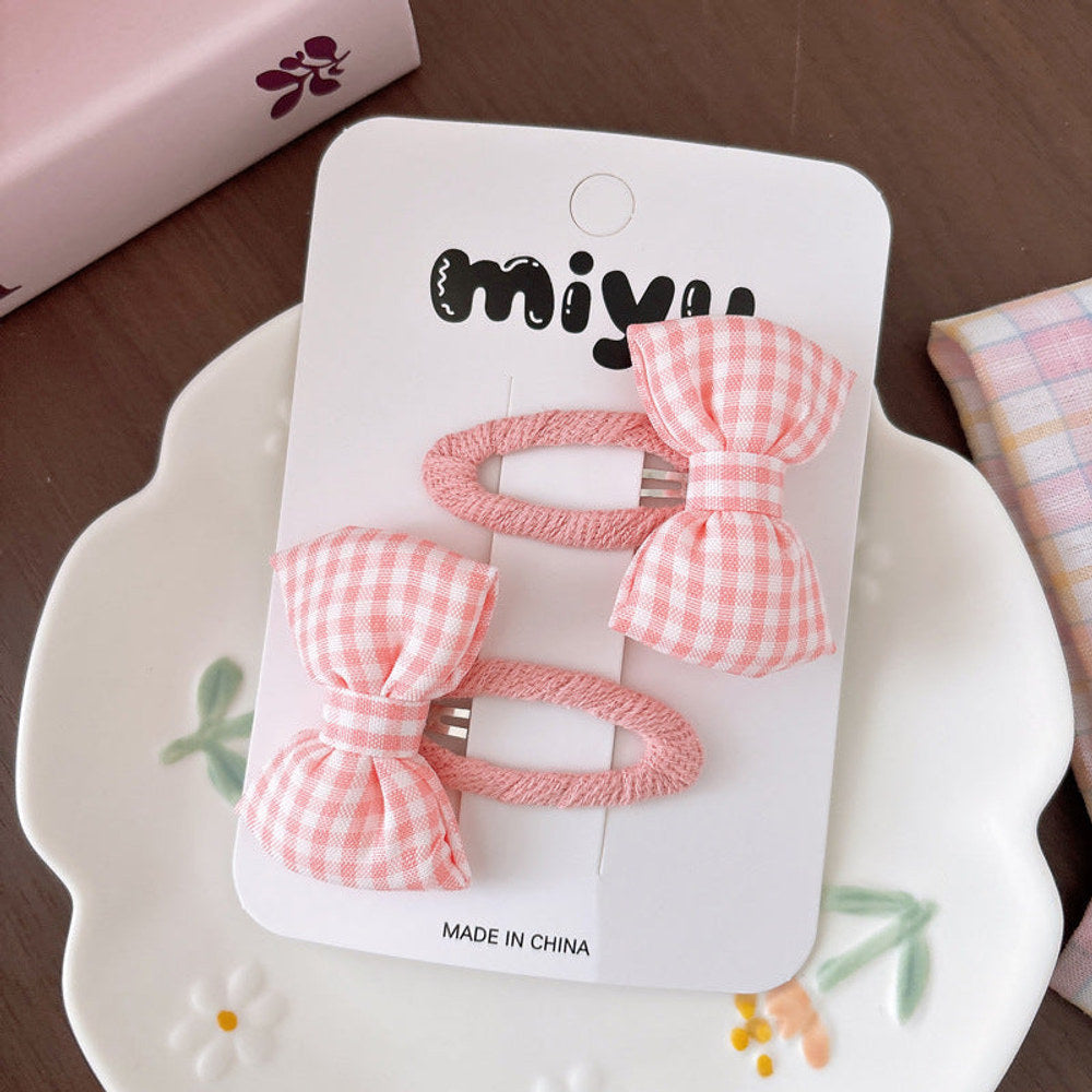 MyKids-USA® Collection of 2 Cute Butterfly-bow Decorated Hair Clips