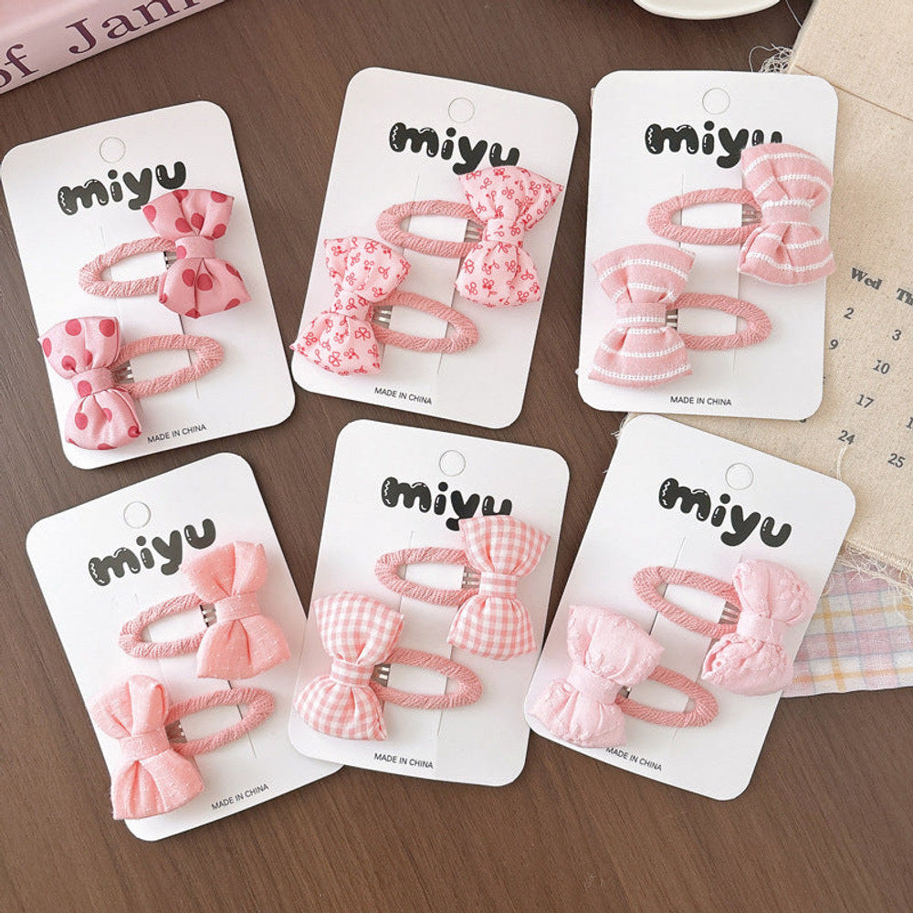 MyKids-USA® Collection of 2 Cute Butterfly-bow Decorated Hair Clips