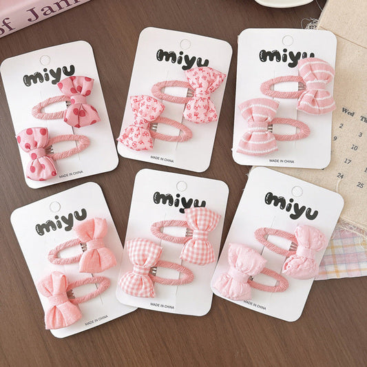 MyKids-USA® Collection of 2 Cute Butterfly-bow Decorated Hair Clips