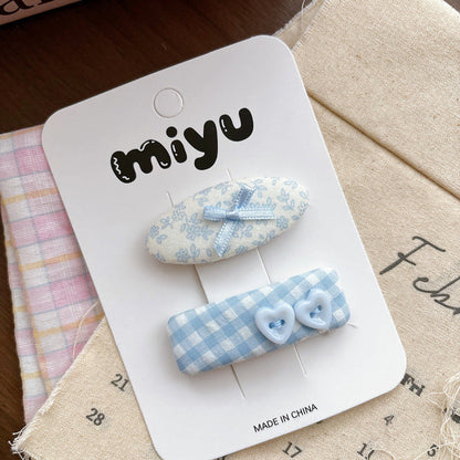 MyKids-USA® Collection of 2 Cute Blue Flowers Pattern Hair Clips