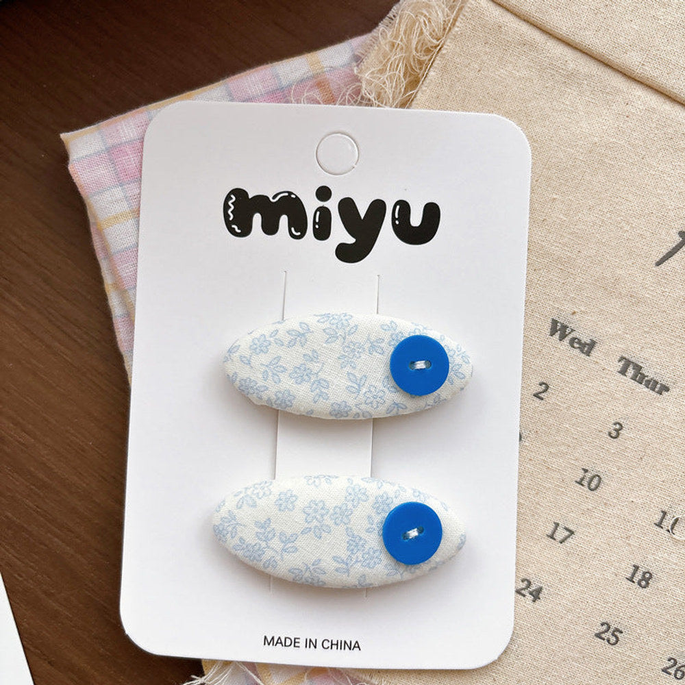 MyKids-USA® Collection of 2 Cute Blue Flowers Pattern Hair Clips