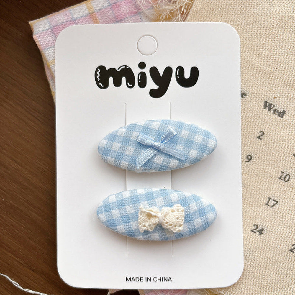 MyKids-USA® Collection of 2 Cute Blue Flowers Pattern Hair Clips