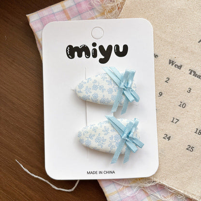 MyKids-USA® Collection of 2 Cute Blue Flowers Pattern Hair Clips