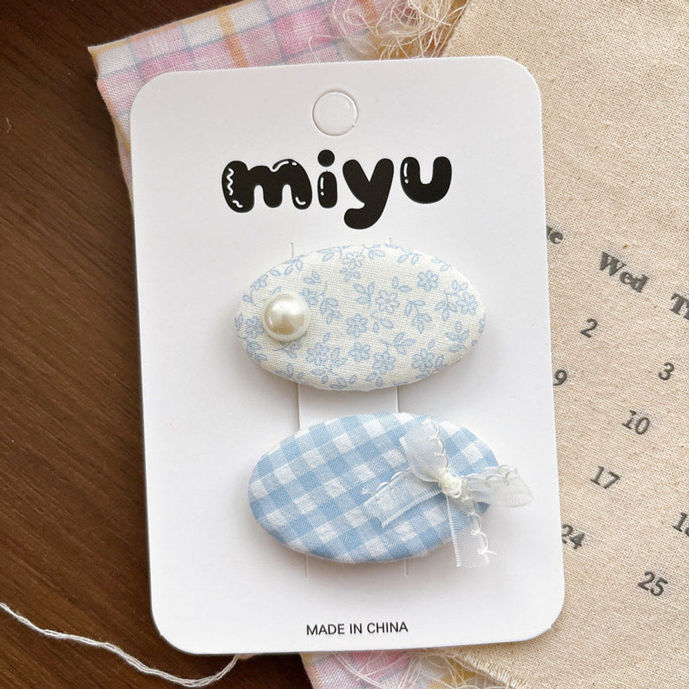 MyKids-USA® Collection of 2 Cute Blue Flowers Pattern Hair Clips