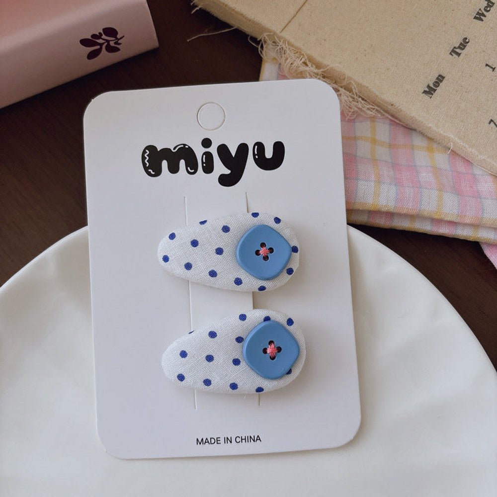 MyKids-USA® Collection of 2 Cute Geometric or Flowers Pattern Hair Clips