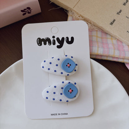 MyKids-USA® Collection of 2 Cute Geometric or Flowers Pattern Hair Clips