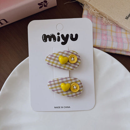 MyKids-USA® Collection of 2 Cute Geometric or Flowers Pattern Hair Clips