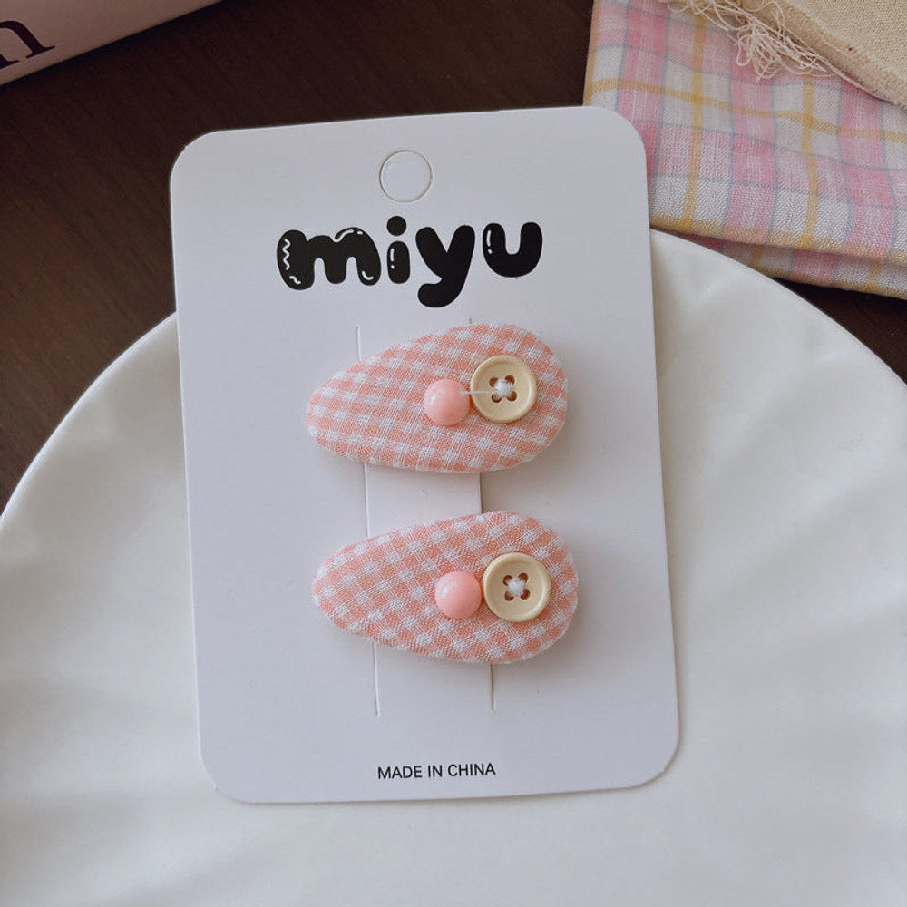 MyKids-USA® Collection of 2 Cute Geometric or Flowers Pattern Hair Clips