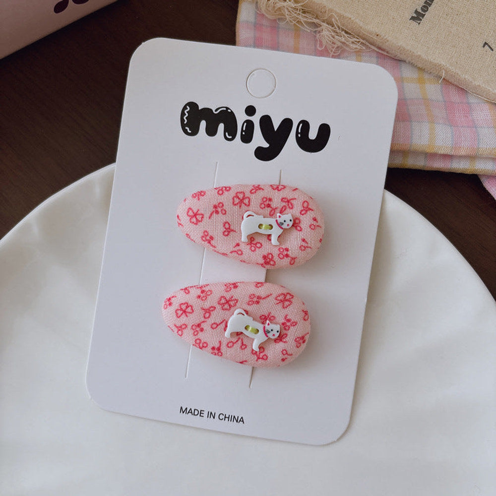 MyKids-USA® Collection of 2 Cute Geometric or Flowers Pattern Hair Clips