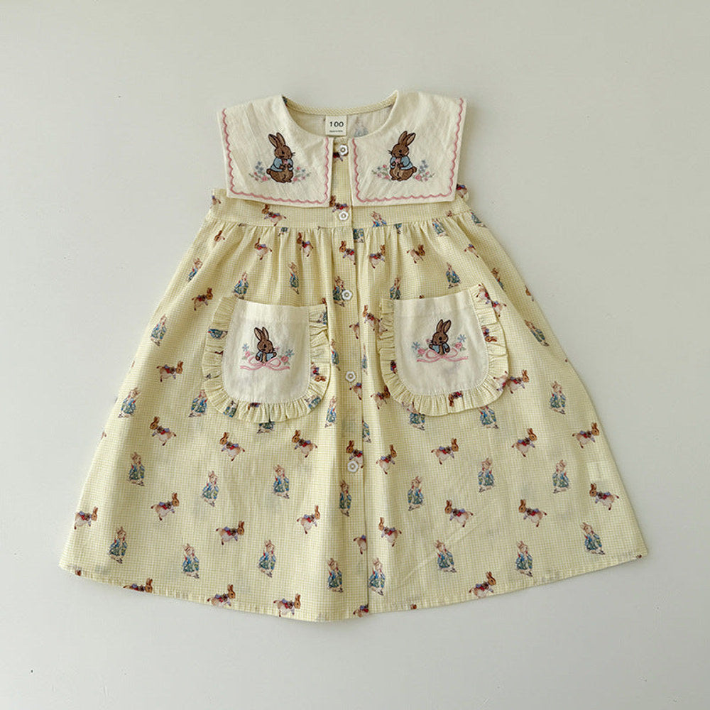 MyKids-USA® Baby Girls Sleeveless Vintage Animals Cartoon Pattern Dress