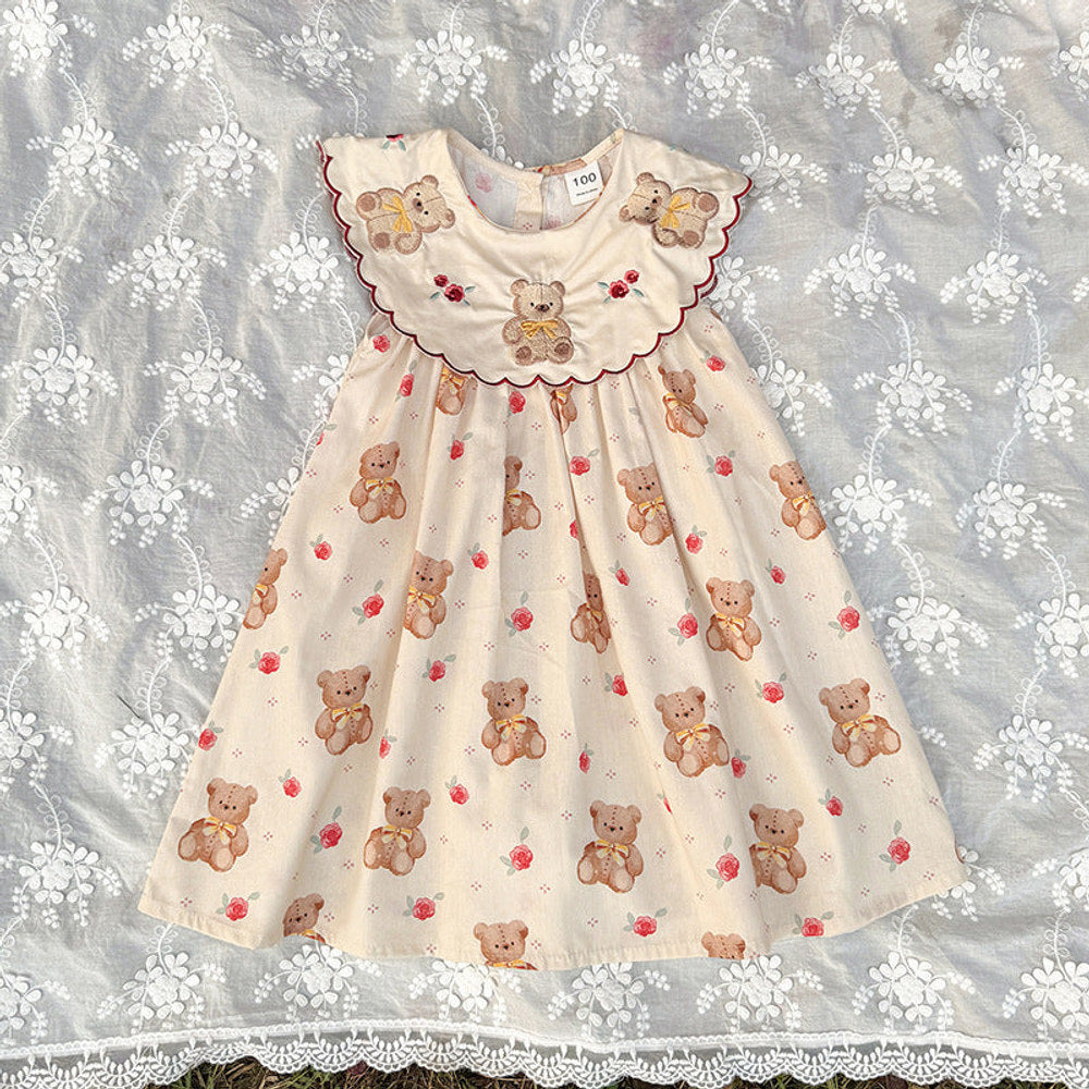 MyKids-USA® Baby Girls Sleeveless Vintage Animals Cartoon Pattern Dress