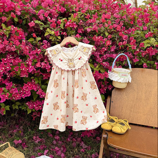 MyKids-USA® Baby Girls Sleeveless Vintage Animals Cartoon Pattern Dress
