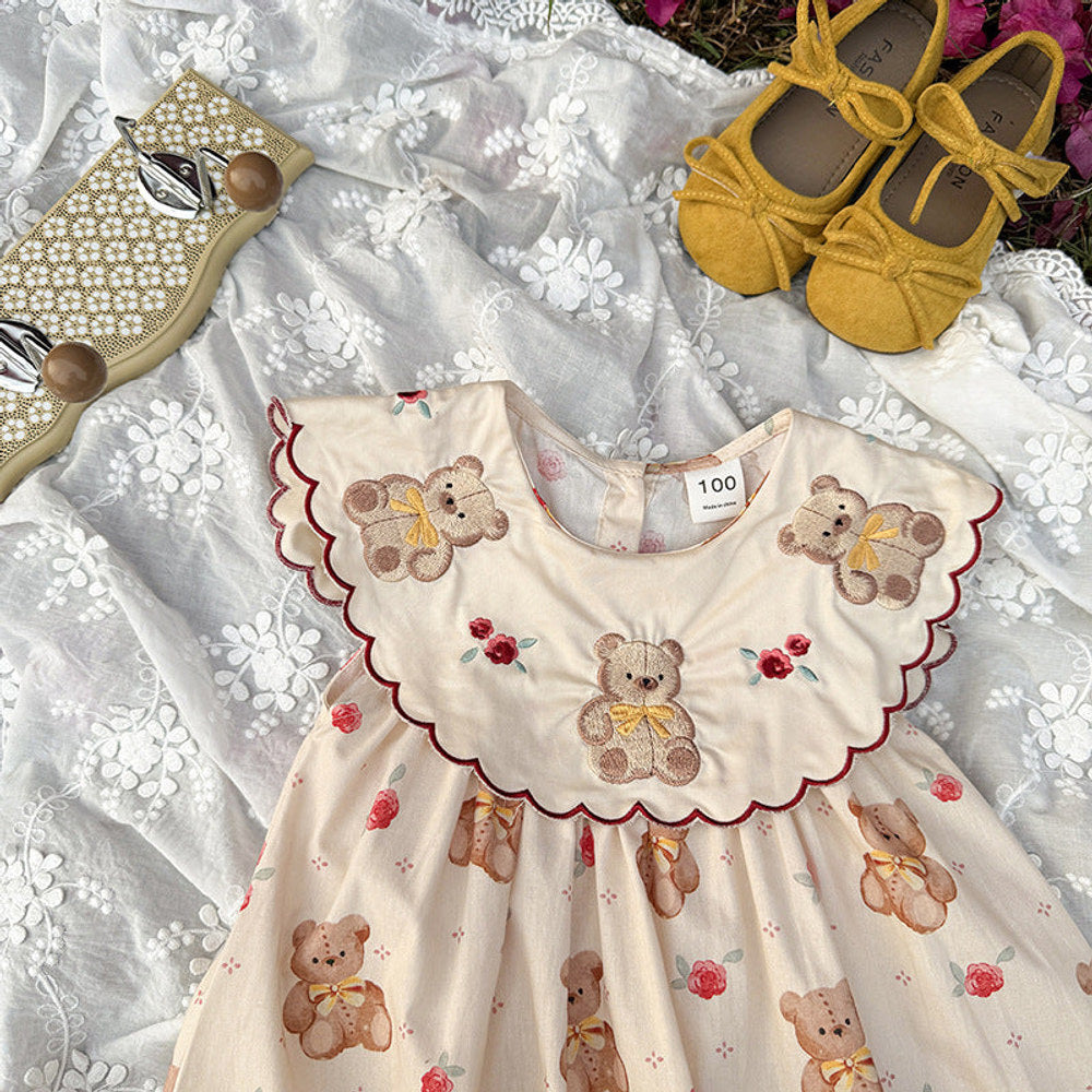 MyKids-USA® Baby Girls Sleeveless Vintage Animals Cartoon Pattern Dress