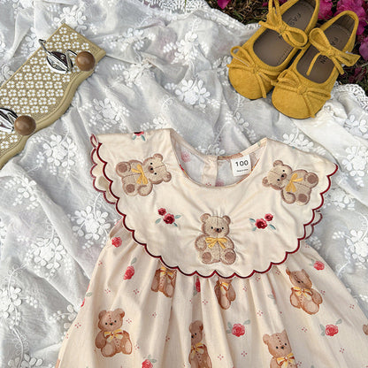 MyKids-USA® Baby Girls Sleeveless Vintage Animals Cartoon Pattern Dress