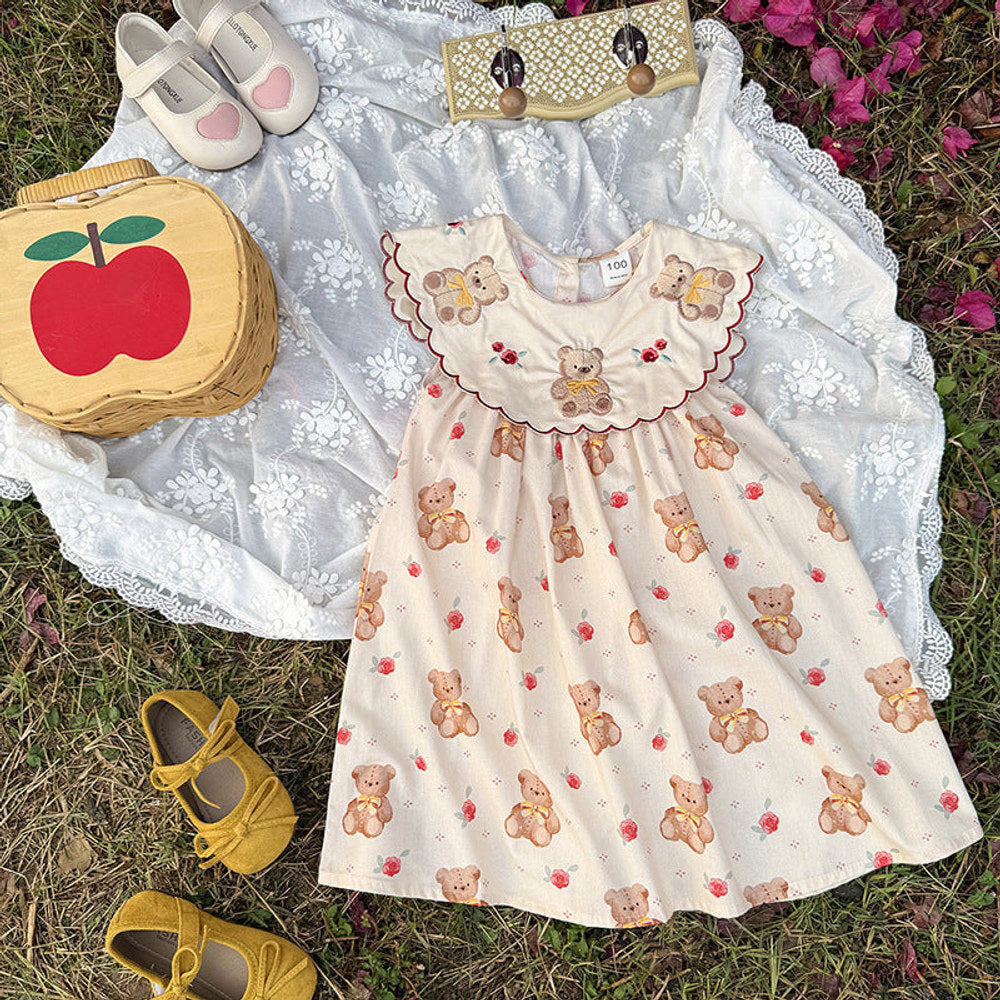 MyKids-USA® Baby Girls Sleeveless Vintage Animals Cartoon Pattern Dress