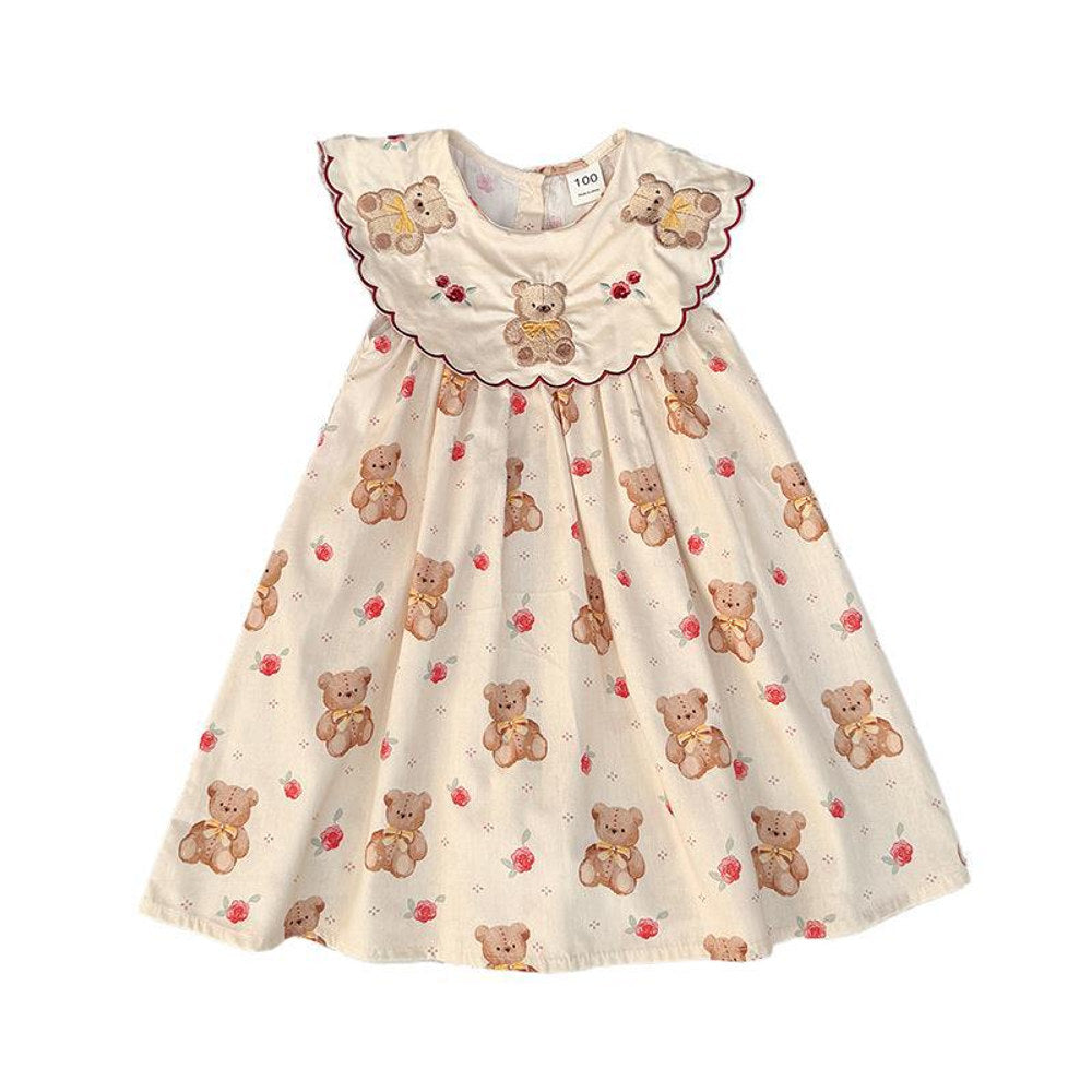 MyKids-USA® Baby Girls Sleeveless Vintage Animals Cartoon Pattern Dress