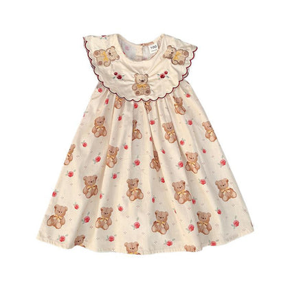 MyKids-USA® Baby Girls Sleeveless Vintage Animals Cartoon Pattern Dress