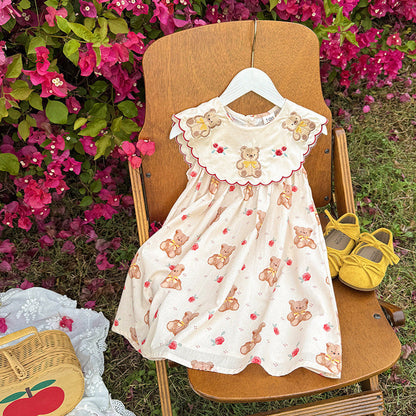 MyKids-USA® Baby Girls Sleeveless Vintage Animals Cartoon Pattern Dress