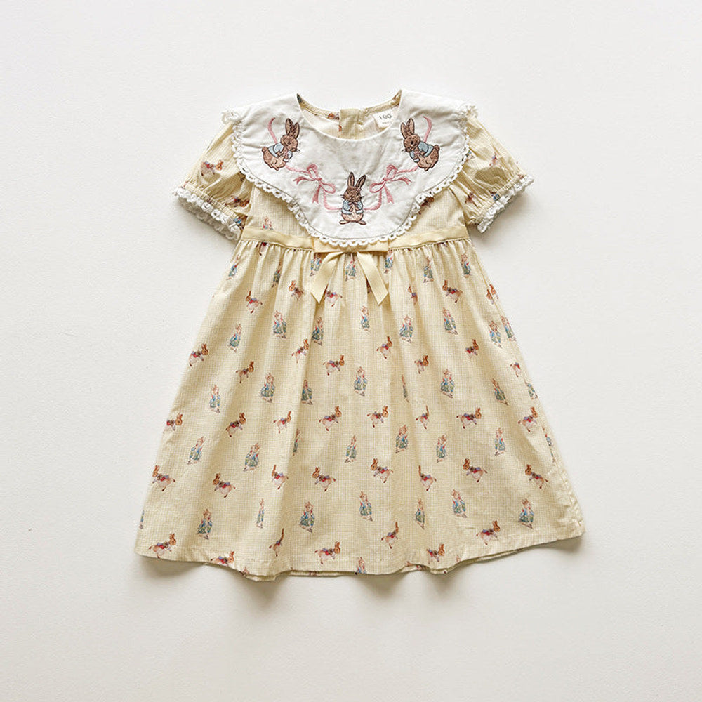MyKids-USA® Baby Girls Short Sleeves Animals Cartoon Pattern Dress