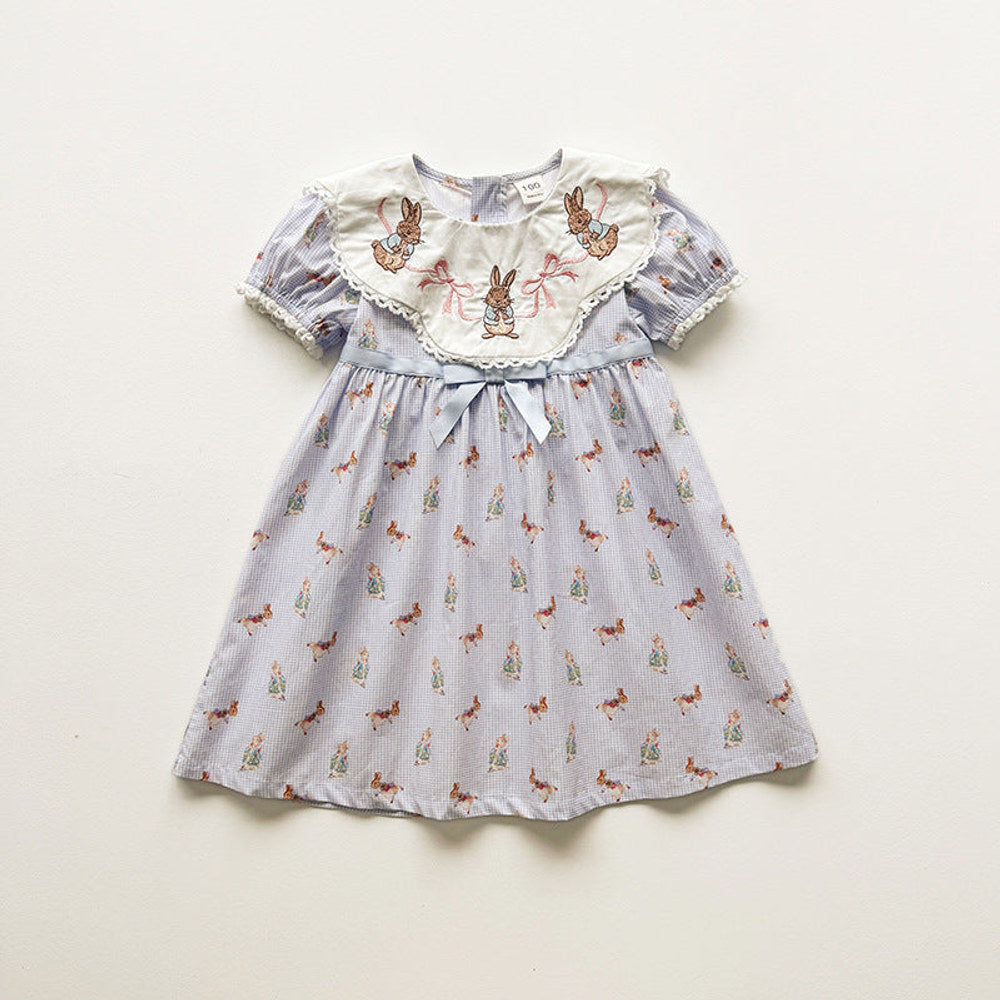 MyKids-USA® Baby Girls Short Sleeves Animals Cartoon Pattern Dress